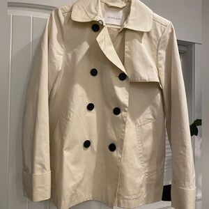Everlane Cream Double-Breasted Trench with Black Buttons